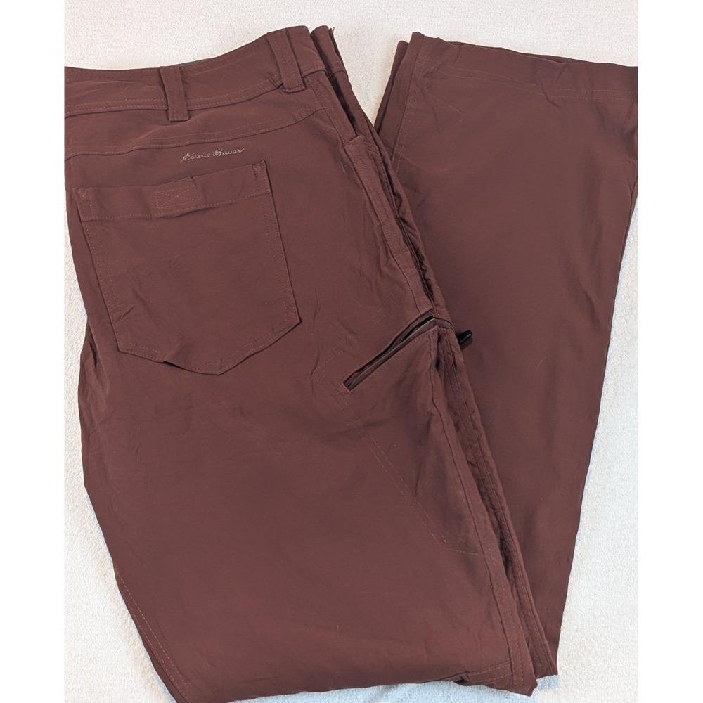 Eddie Bauer Mens 36x34 Cargo Hiking Pant Brown Nylon Spandex Zip Pocket Gorecorp